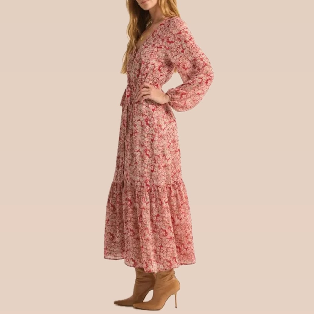 Z Supply Della Floral Dress - Crimson Crush - Picture 2 of 4